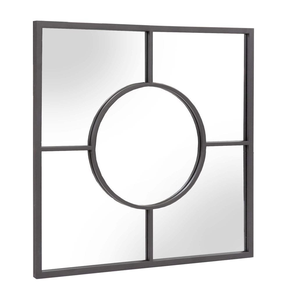 Homeroots 24" Graphite Square Metal Framed Accent Mirror  Metal 401205