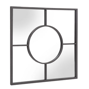 Homeroots 24" Graphite Square Metal Framed Accent Mirror  Metal 401205