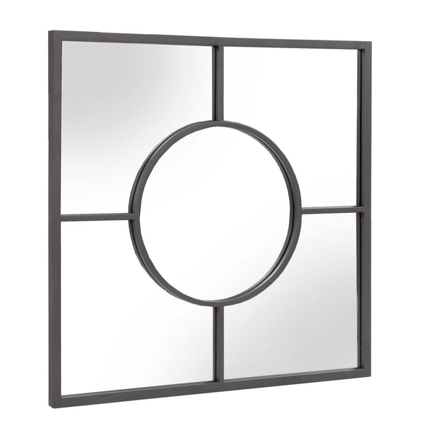 Homeroots 24" Graphite Square Metal Framed Accent Mirror  Metal 401205