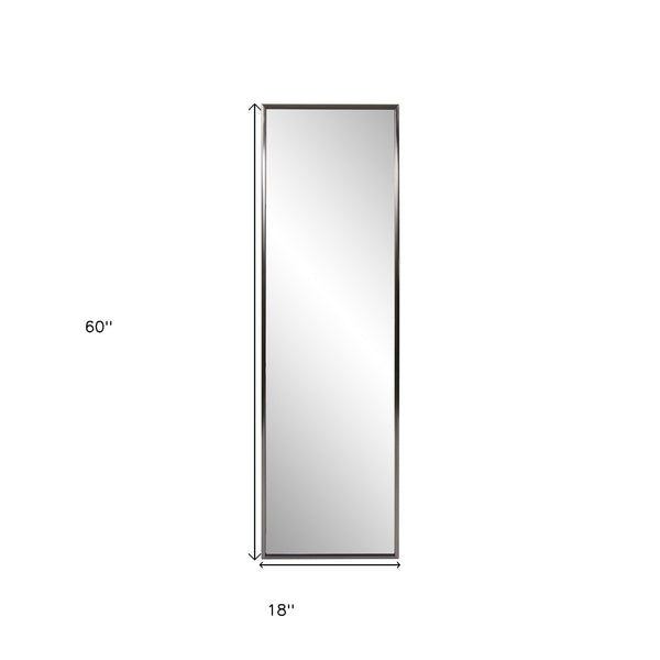 Homeroots 60" Gray Metal Framed Full Length Hanging Mirror  Stainless Steel 401207