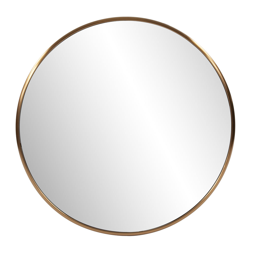 Homeroots 32" Antiqued Brushed Brass Round Wall Mirror  Stainless Steel 401208
