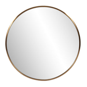 Homeroots 32" Antiqued Brushed Brass Round Wall Mirror  Stainless Steel 401208
