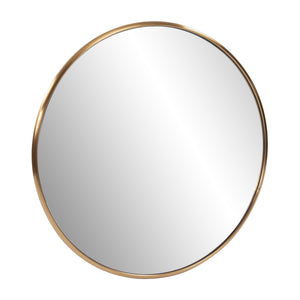 Homeroots 32" Antiqued Brushed Brass Round Wall Mirror  Stainless Steel 401208