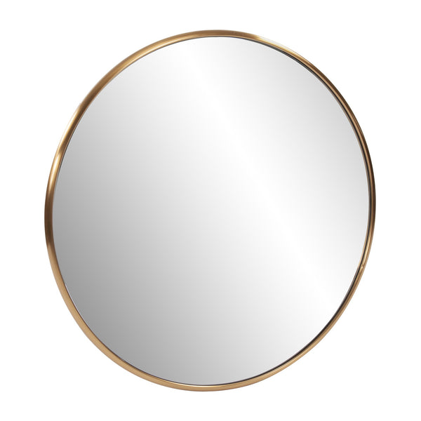 Homeroots 32" Antiqued Brushed Brass Round Wall Mirror  Stainless Steel 401208
