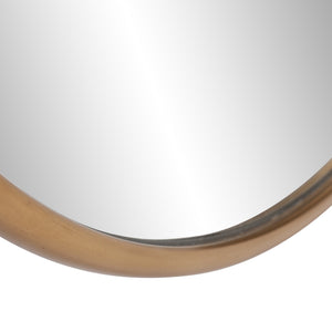 Homeroots 32" Antiqued Brushed Brass Round Wall Mirror  Stainless Steel 401208