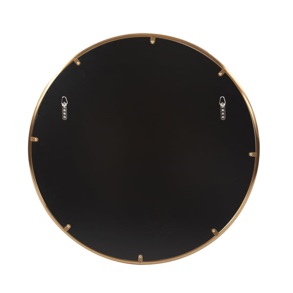 Homeroots 32" Antiqued Brushed Brass Round Wall Mirror  Stainless Steel 401208