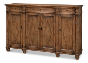 Sarreid Diamond Wall Sideboard In Rich Brown - Stylish Reclaimed Pine With 3 Drawers & 3 Removable Shelves Brown  40121-2