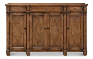 Sarreid Diamond Wall Sideboard With Whitewash Finish - Reclaimed Pine, 3 Shelves & 3 Drawers For Storage White  40121