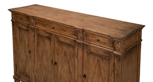 Sarreid Diamond Wall Sideboard In Rich Brown - Stylish Reclaimed Pine With 3 Drawers & 3 Removable Shelves Brown  40121-2