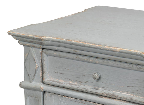 Sarreid Diamond Wall Sideboard In Blue/Grey - Stylish Reclaimed Pine With 3 Shelves & 3 Drawers For Storage Blue  40121-7