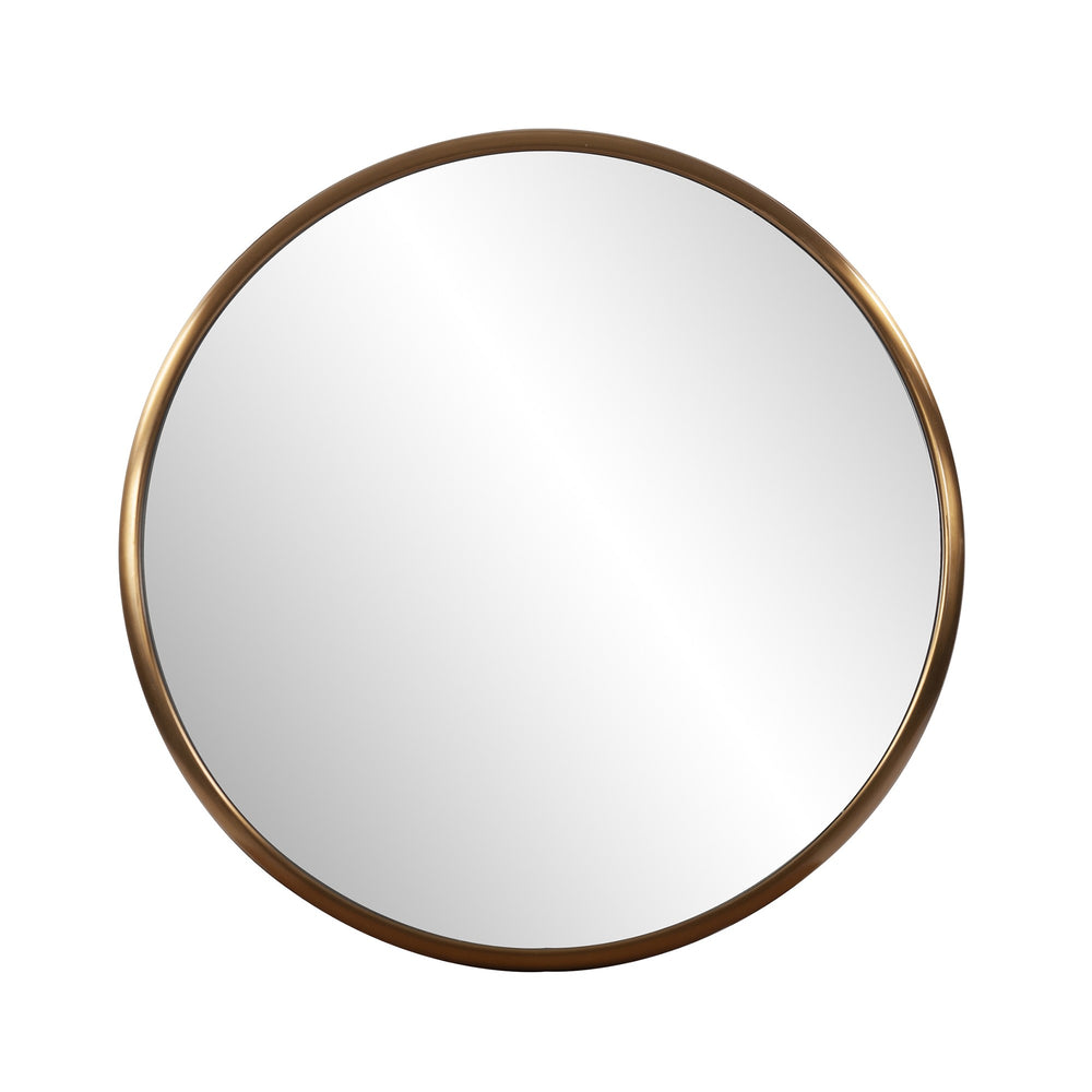 Homeroots 20" Antiqued Brass Round Metal Framed Accent Mirror  Stainless Steel 401210