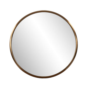 Homeroots 20" Antiqued Brass Round Metal Framed Accent Mirror  Stainless Steel 401210