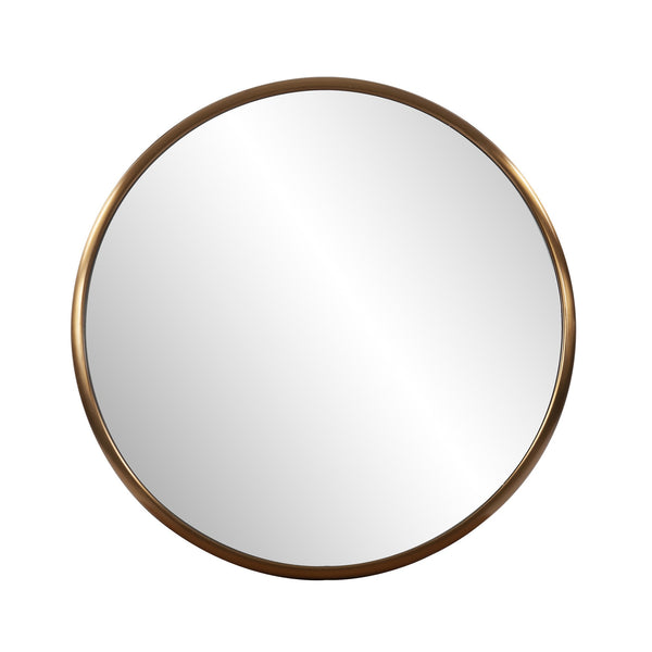 Homeroots 20" Antiqued Brass Round Metal Framed Accent Mirror  Stainless Steel 401210