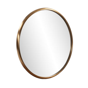 Homeroots 20" Antiqued Brass Round Metal Framed Accent Mirror  Stainless Steel 401210