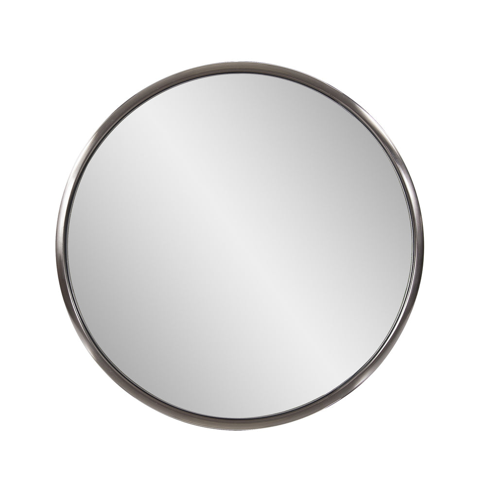 Homeroots 20" Silver Round Metal Framed Accent Mirror  Stainless Steel 401211