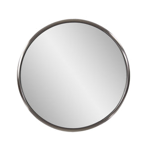 Homeroots 20" Silver Round Metal Framed Accent Mirror  Stainless Steel 401211