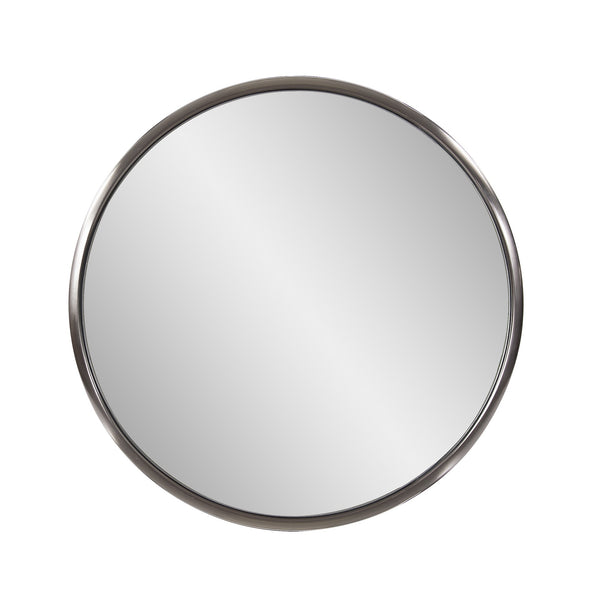 Homeroots 20" Silver Round Metal Framed Accent Mirror  Stainless Steel 401211