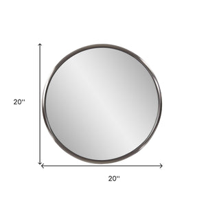 Homeroots 20" Silver Round Metal Framed Accent Mirror  Stainless Steel 401211