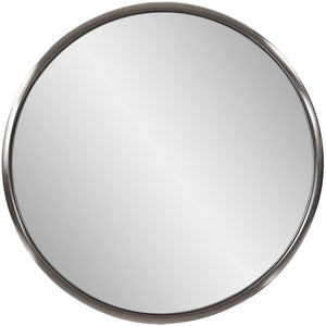 Homeroots 20" Silver Round Metal Framed Accent Mirror  Stainless Steel 401211