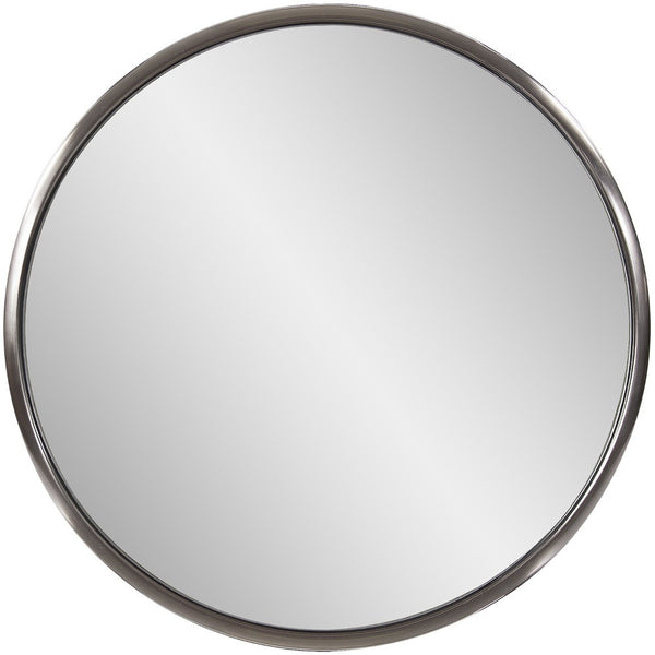 Homeroots 20" Silver Round Metal Framed Accent Mirror  Stainless Steel 401211