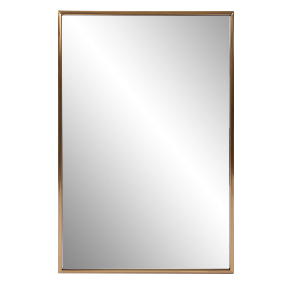 Homeroots Antiqued Brushed Brass Rectangular Wall Mirror  Stainless Steel 401212