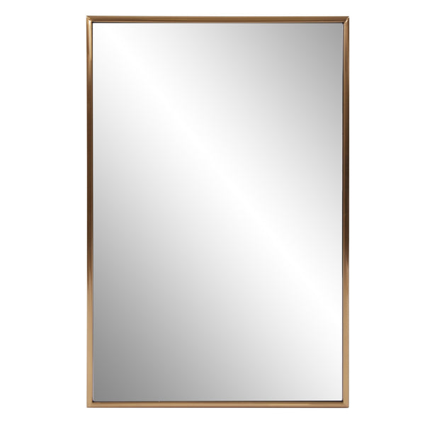 Homeroots Antiqued Brushed Brass Rectangular Wall Mirror  Stainless Steel 401212