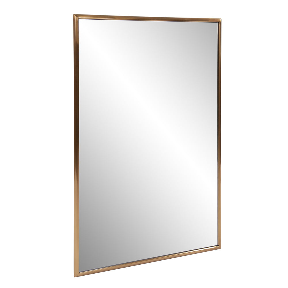 Homeroots Antiqued Brushed Brass Rectangular Wall Mirror  Stainless Steel 401212