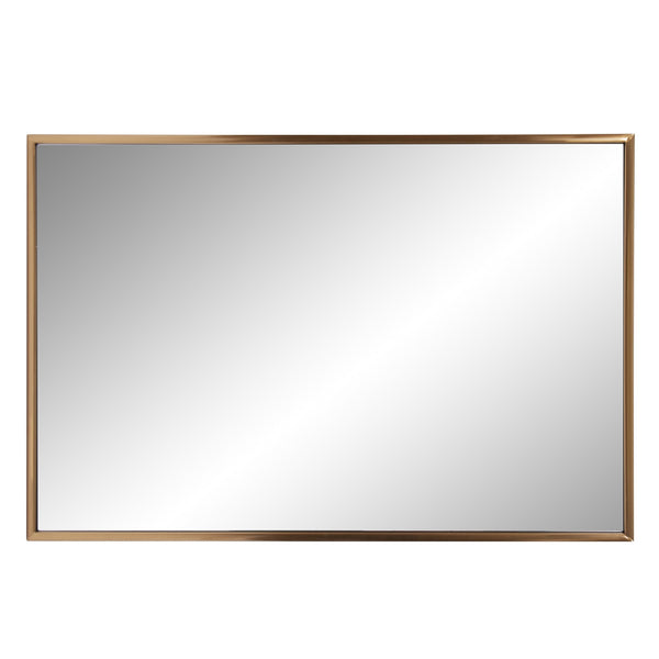 Homeroots Antiqued Brushed Brass Rectangular Wall Mirror  Stainless Steel 401212