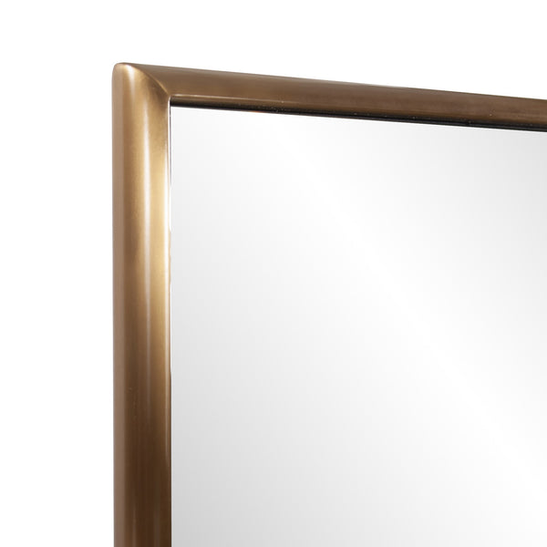 Homeroots Antiqued Brushed Brass Rectangular Wall Mirror  Stainless Steel 401212