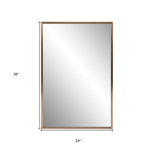 Homeroots Antiqued Brushed Brass Rectangular Wall Mirror  Stainless Steel 401212