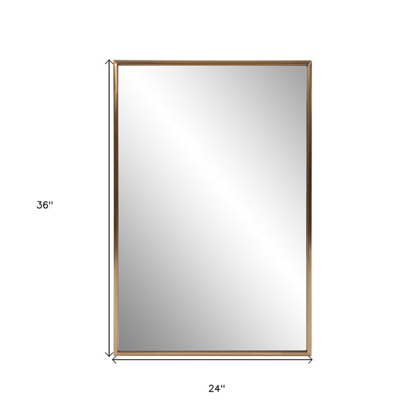Homeroots Antiqued Brushed Brass Rectangular Wall Mirror  Stainless Steel 401212