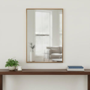 HomeRoots Antiqued Brushed Brass Rectangular Wall Mirror - Stylish, Versatile Design for Modern Home Décor 401212