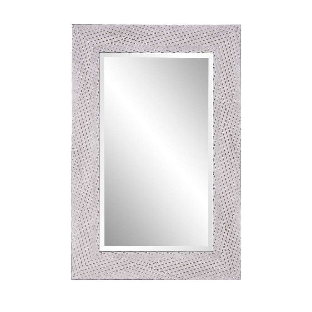 Homeroots 35" Gray Woven Faux Wood Framed Accent Mirror  Polystyrene 401215