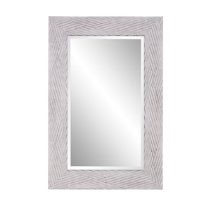 Homeroots 35" Gray Woven Faux Wood Framed Accent Mirror  Polystyrene 401215