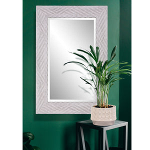 Homeroots 35" Gray Woven Faux Wood Framed Accent Mirror  Polystyrene 401215