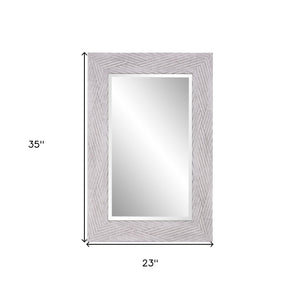 Homeroots 35" Gray Woven Faux Wood Framed Accent Mirror  Polystyrene 401215