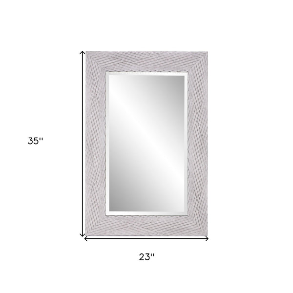 Homeroots 35" Gray Woven Faux Wood Framed Accent Mirror  Polystyrene 401215