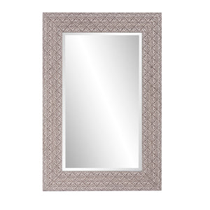 Homeroots 35" Gray Faux Wood Framed Accent Mirror  Polystyrene 401216