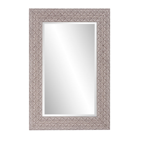 Homeroots 35" Gray Faux Wood Framed Accent Mirror  Polystyrene 401216