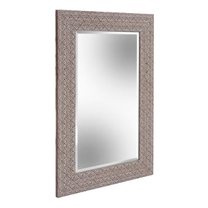 Homeroots 35" Gray Faux Wood Framed Accent Mirror  Polystyrene 401216