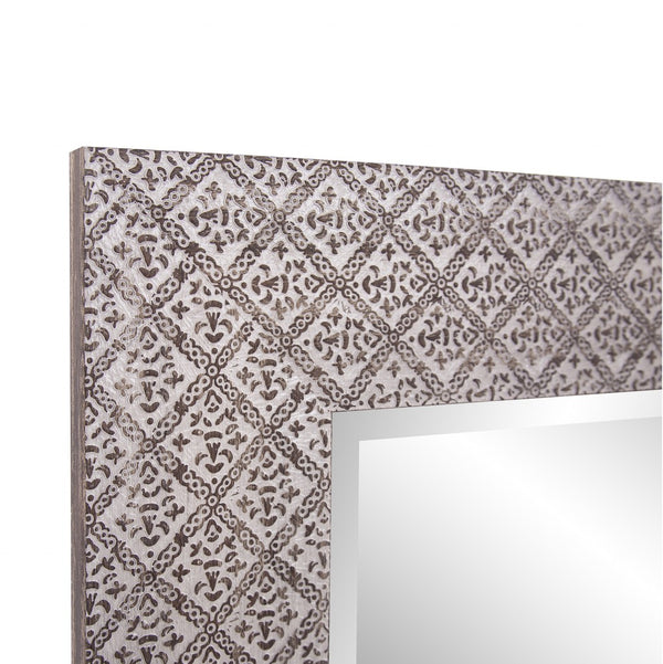 Homeroots 35" Gray Faux Wood Framed Accent Mirror  Polystyrene 401216