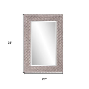 Homeroots 35" Gray Faux Wood Framed Accent Mirror  Polystyrene 401216