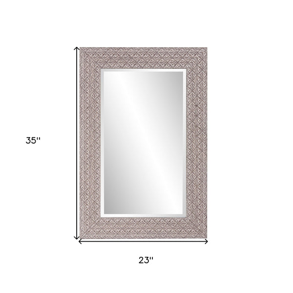 Homeroots 35" Gray Faux Wood Framed Accent Mirror  Polystyrene 401216
