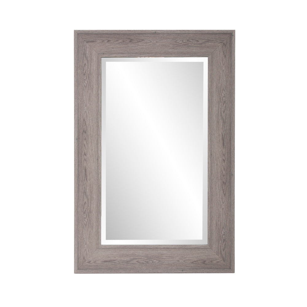 Homeroots 36" Gray Faux Wood Framed Accent Mirror  Polystyrene 401217