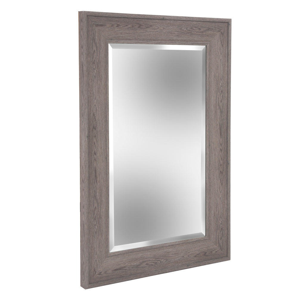 Homeroots 36" Gray Faux Wood Framed Accent Mirror  Polystyrene 401217