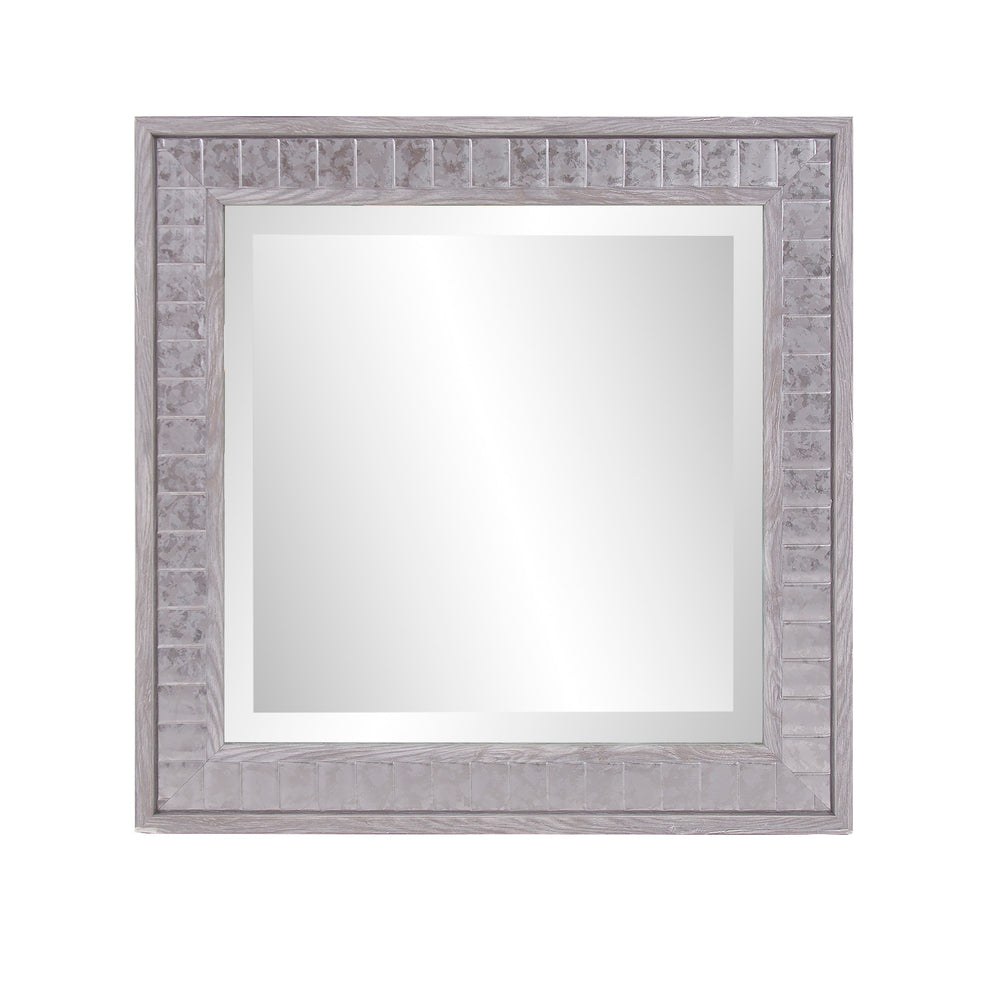Homeroots Warm Gray Faux Wood Square Mirror  Polystyrene 401218