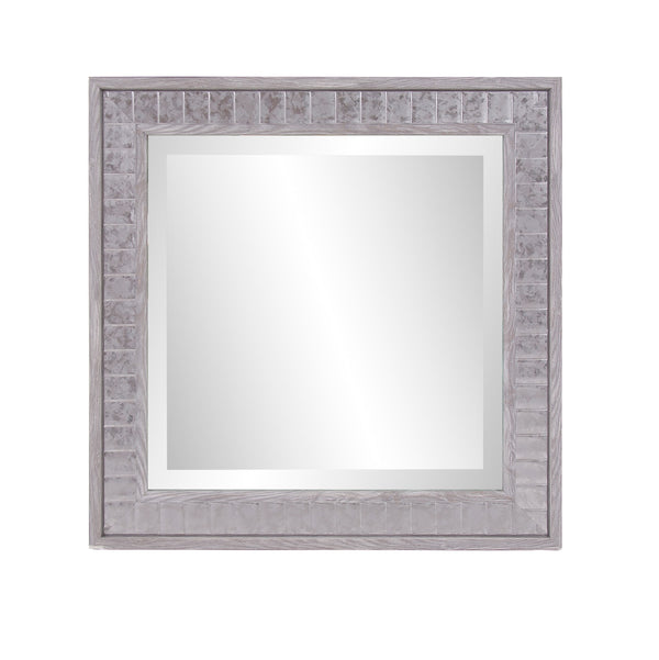 Homeroots Warm Gray Faux Wood Square Mirror  Polystyrene 401218