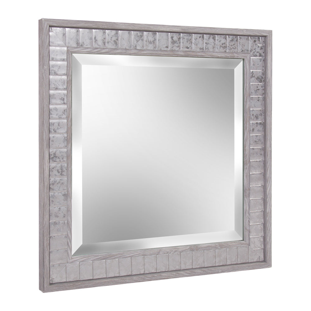 Homeroots Warm Gray Faux Wood Square Mirror  Polystyrene 401218