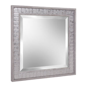 Homeroots Warm Gray Faux Wood Square Mirror  Polystyrene 401218