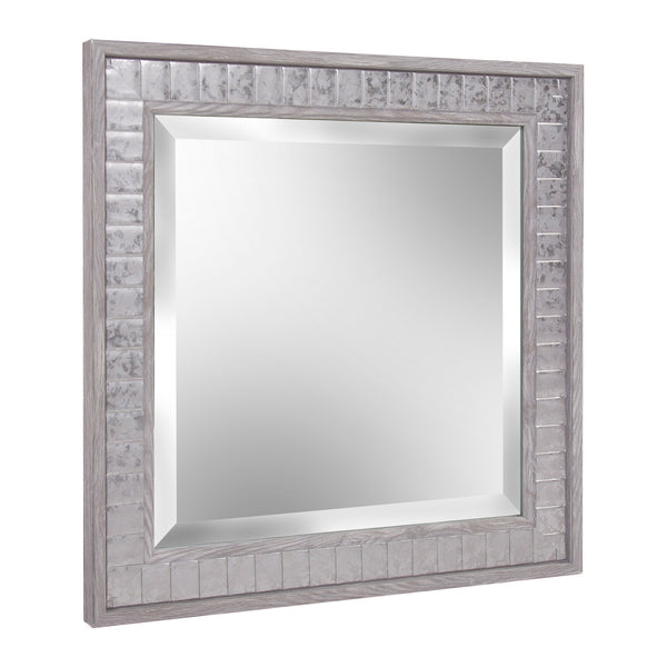 Homeroots Warm Gray Faux Wood Square Mirror  Polystyrene 401218